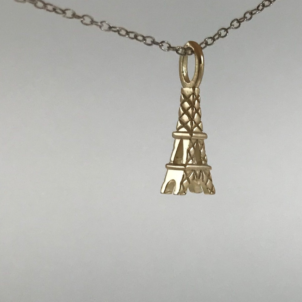 Eiffel Tower Necklace 925 Sterling‎ Silver Pendant Paris France Chain Charm NWT